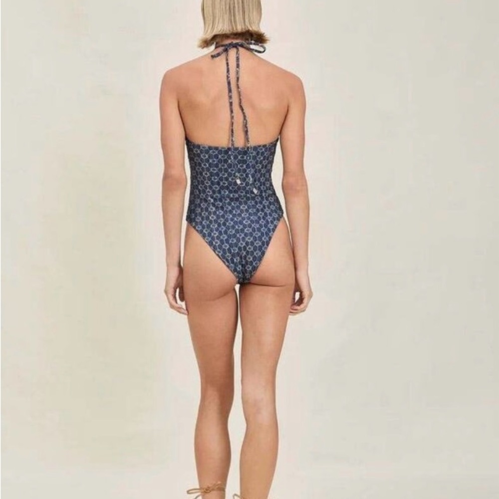 Devon Windsor Navy Patterned One Piece Swimsuit - image 2